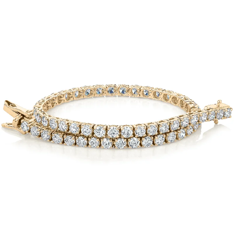 Breathtaking Jewelry, Breathtaking Prices Premium Laboratory Created Diamond, 5 carat TW round brilliant tennis bracelet in 10 carat yellow gold