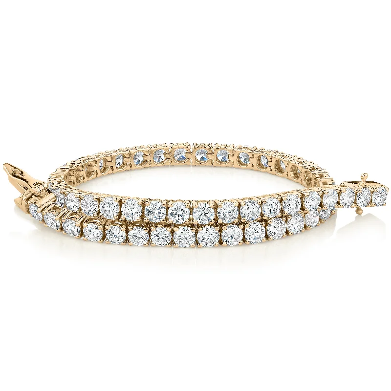 High-Quality Jewelry At A Fraction Of The Cost Premium Laboratory Created Diamond, 7 carat TW round brilliant tennis bracelet in 10 carat yellow gold
