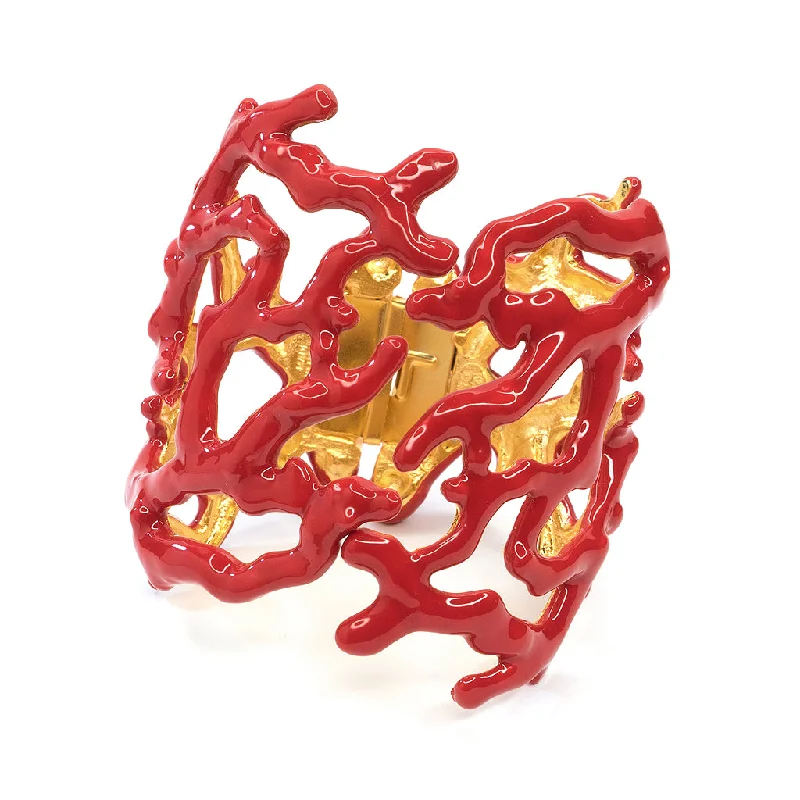 Elegant Jewelry, Exclusive Prices – Shop Now Red Enamel Coral Branch Cuff