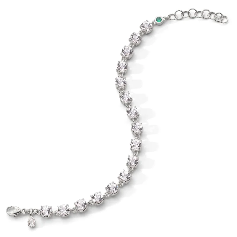 Flash Jewelry Sale – Get Stunning Pieces At Low Prices Round "European Cut" Rock Crystal Tennis Bracelet in Sterling Silver