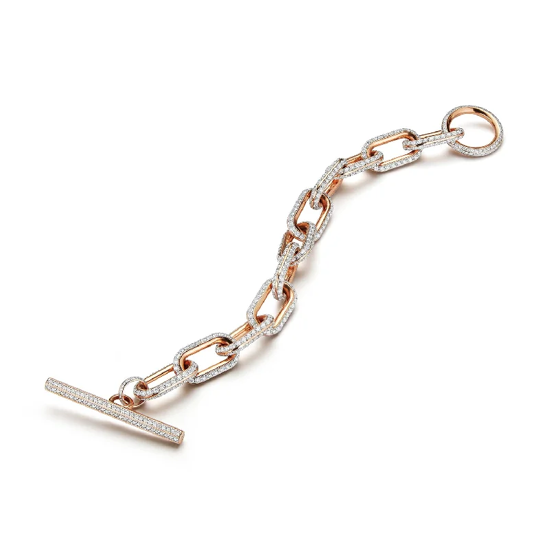 SAXON JUMBO 18K CHAIN LINK ALL DIAMOND TOGGLE BRACELET