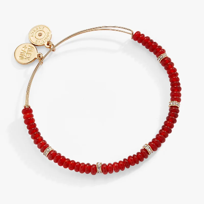Trending Jewelry Styles Now At Limited-Time Discounts Red Semi-Precious Rondelle Beaded Bangle