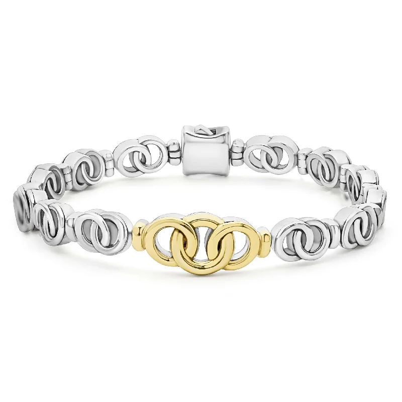 Elegant Jewelry, Affordable Luxury – Shop Now Signature Caviar Two-Tone Interlocking Link Bracelet