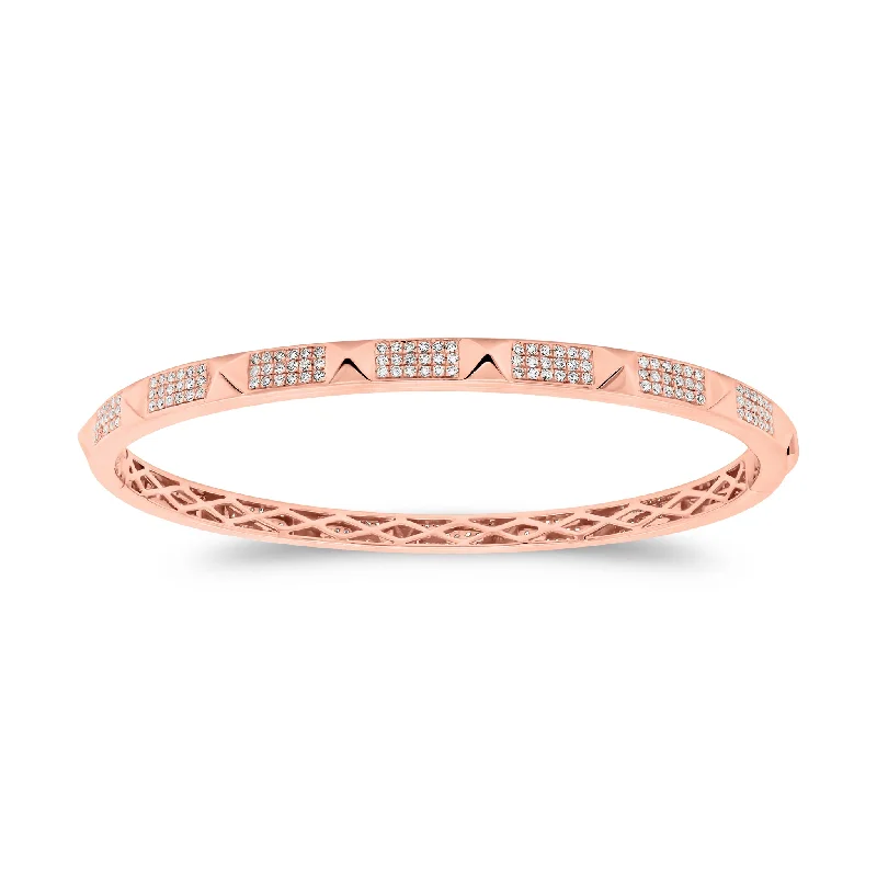 Buy More, Save More On Stunning Jewelry Pieces Skinny Pave Diamond Pyramid Stud Bangle Bracelet