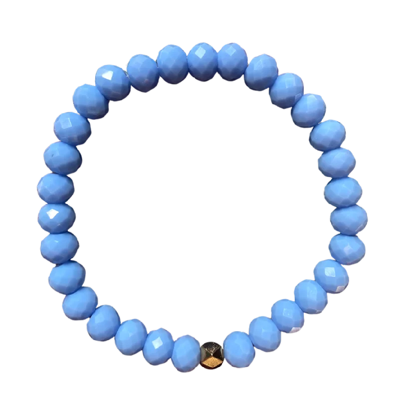 Versatile Layering Jewelry For Effortless Chic Sky Blue Faceted Rondelle 8mm Bracelet