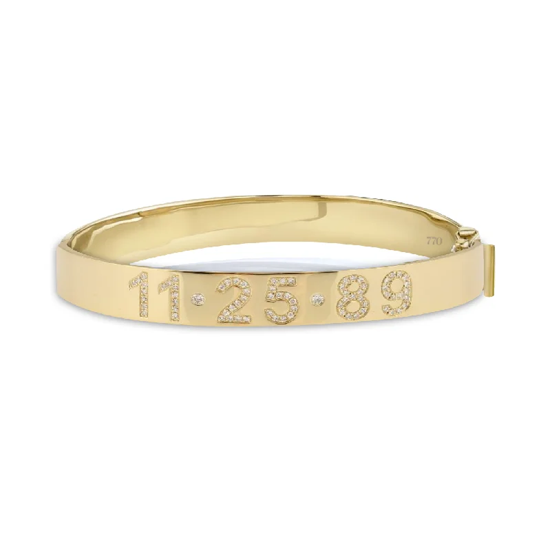 Timeless Elegance Now At Special Discounts Slim Diamond Personalized Bangle