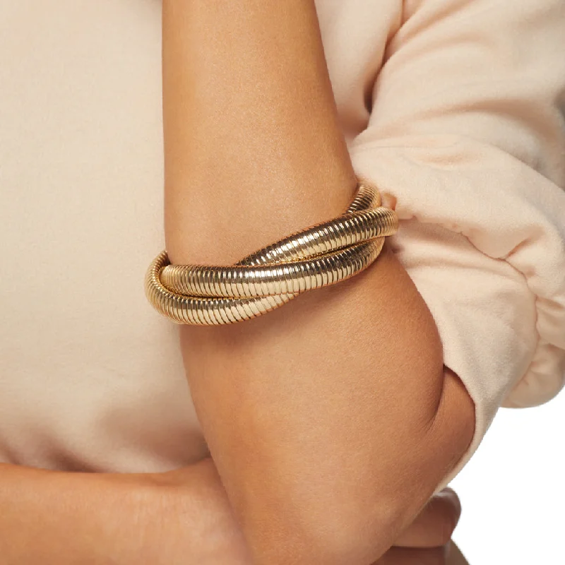 Make Your Outfit Shine With Discounted Jewelry Gold Snake Chain Stretch Bracelet