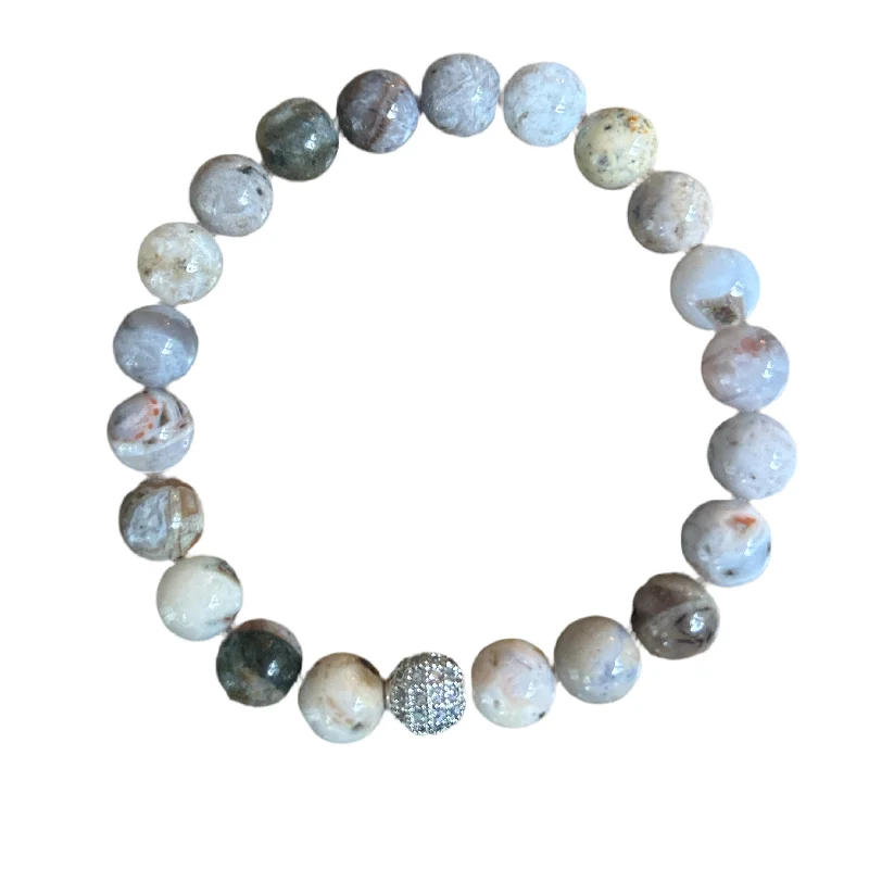 Modern Jewelry At Exclusive Discounts – Shop Today Silver Pave Bamboo Agate 8mm