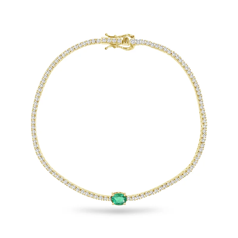 Jewelry Clearance Event – Stock Up Before It's Over Statement Emerald on Mini Tennis Bracelet