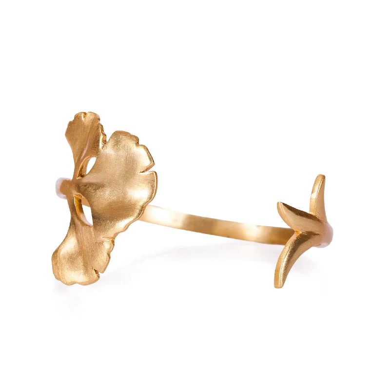 Trendy Minimalist Jewelry For Everyday Wear Stemmed Gold Cuff