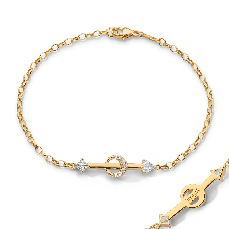 Timeless Elegance At Unbelievable Discounts "Strength" Arrow and Diamond Petite Poesy Bracelet