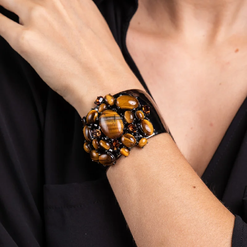 The Perfect Jewelry Piece At The Perfect Discount Vintage Tiger Eye Cabochons on Gun Metal Cuff Bracelet The Perfect Jewelry Piece At The Perfect Discount Vintage Tiger Eye Cabochons on Gun Metal Cuff Bracelet