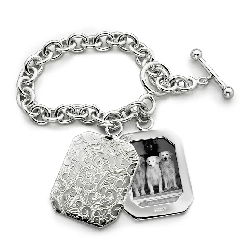 Premium Diamond Jewelry For Unforgettable Moments Toggle Bracelet with Two Octagon Half Lockets