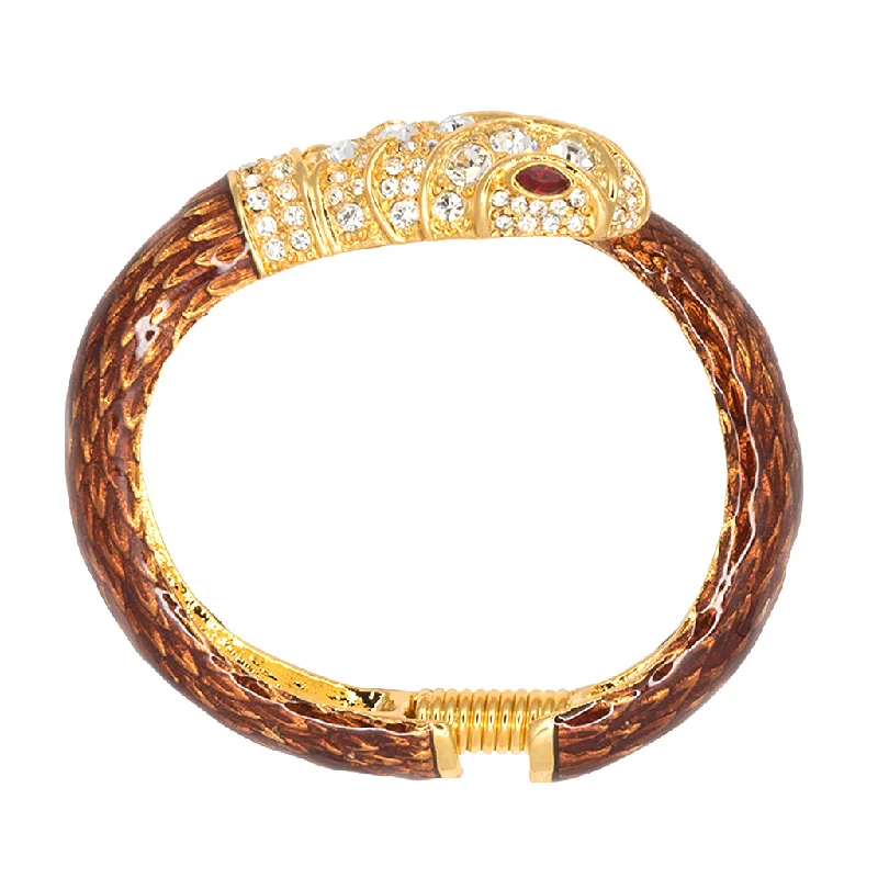 Fashion-Forward Geometric Jewelry For Contemporary Style Brown & Crystal Snake Bracelet