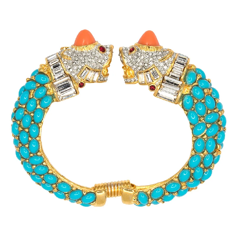 Luxury Jewelry Now At Special Promotional Rates Turquoise & Light Coral Cabochon Bracelet
