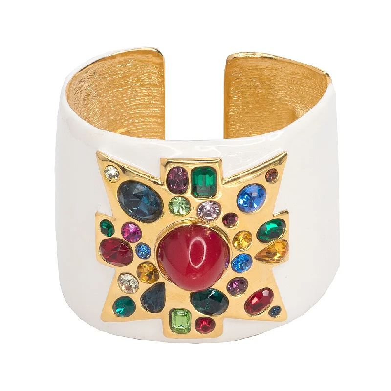 Bestselling Jewelry At Special Promotional Rates White Enamel Maltese Cross Cuff