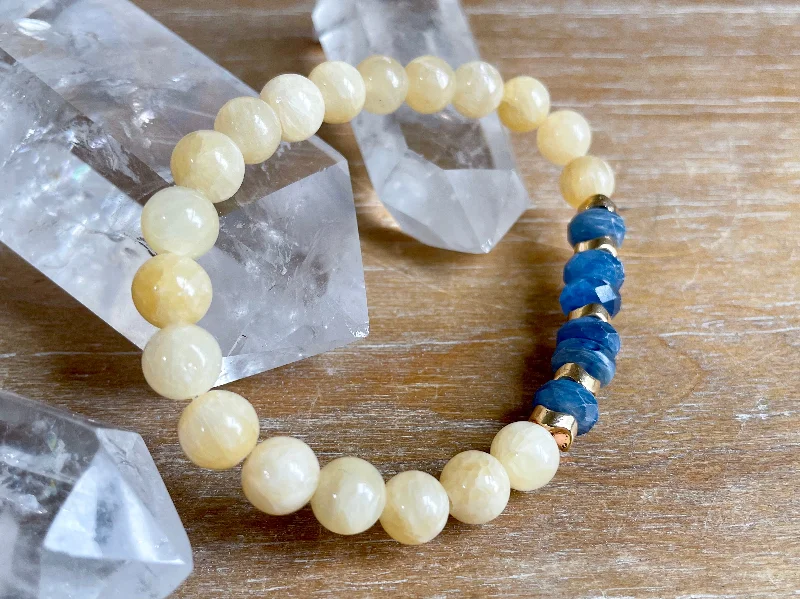 Buy More, Save More – Special Jewelry Discounts Yellow Calcite & Apatite Beaded Bracelet || Reiki Infused
