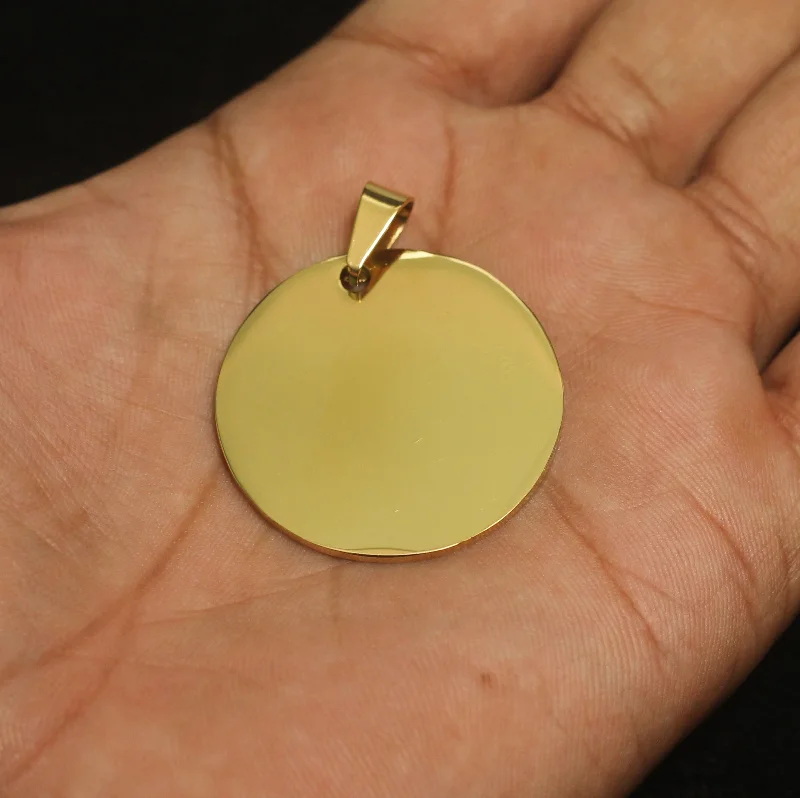Grab Exquisite Jewelry At The Lowest Prices 1 Pc,35mm Stainless Steel Round Pendants, Stamping Blank Tag Golden Grab Exquisite Jewelry At The Lowest Prices 1 Pc,35mm Stainless Steel Round Pendants, Stamping Blank Tag Golden