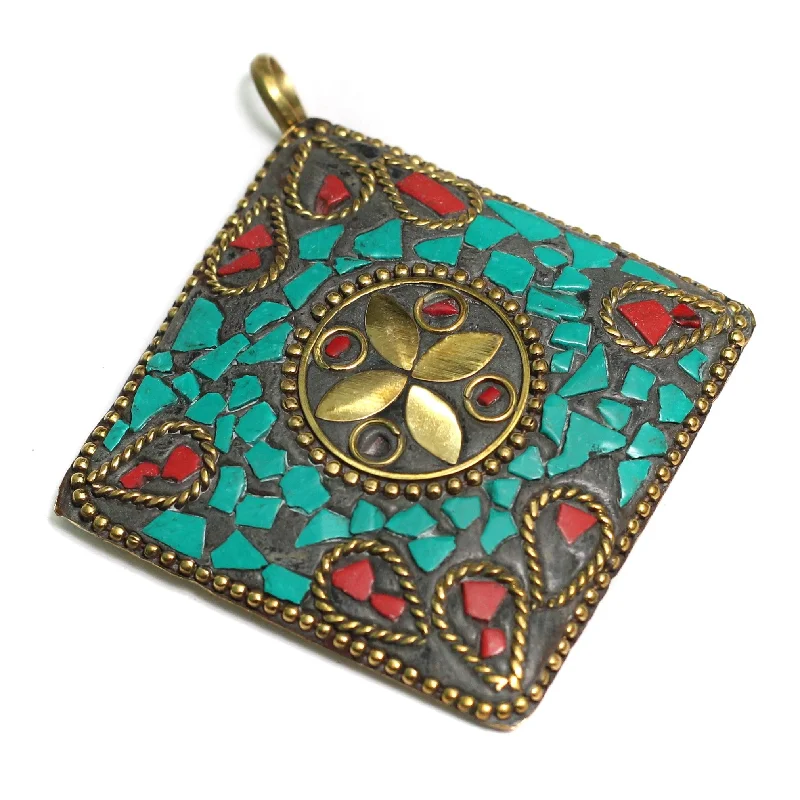 Bohemian-Inspired Jewelry For Free-Spirited Fashion 1 Pc Tibetan Pendant Multicolor 2.5 Inch Bohemian-Inspired Jewelry For Free-Spirited Fashion 1 Pc Tibetan Pendant Multicolor 2.5 Inch