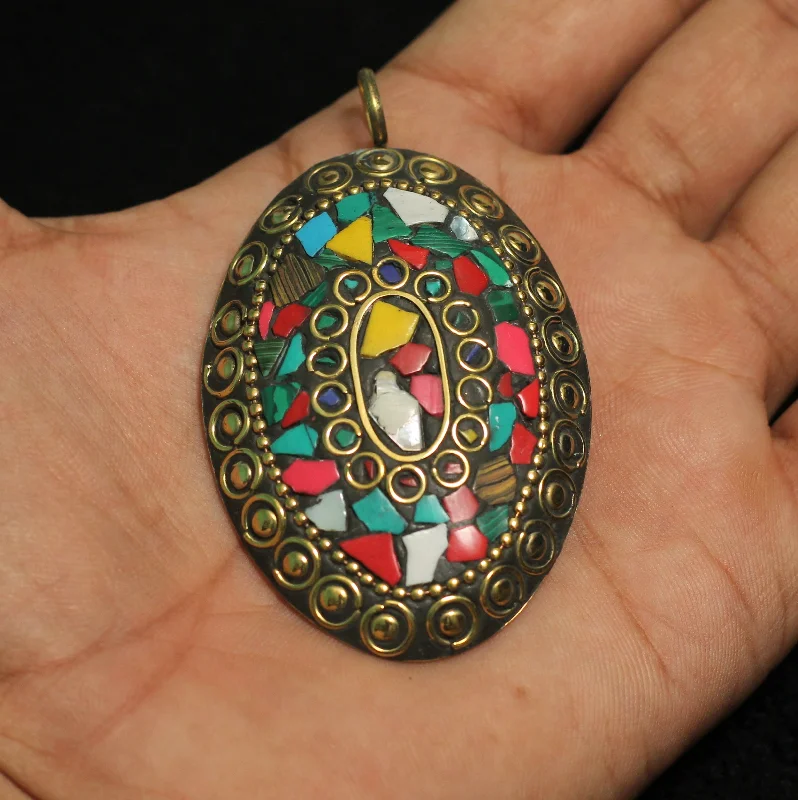 Exclusive Jewelry Offers – Shine For Less 1 Pc Tibetan Pendant Oval Shape Multicolor 2.75 Inch Exclusive Jewelry Offers – Shine For Less 1 Pc Tibetan Pendant Oval Shape Multicolor 2.75 Inch