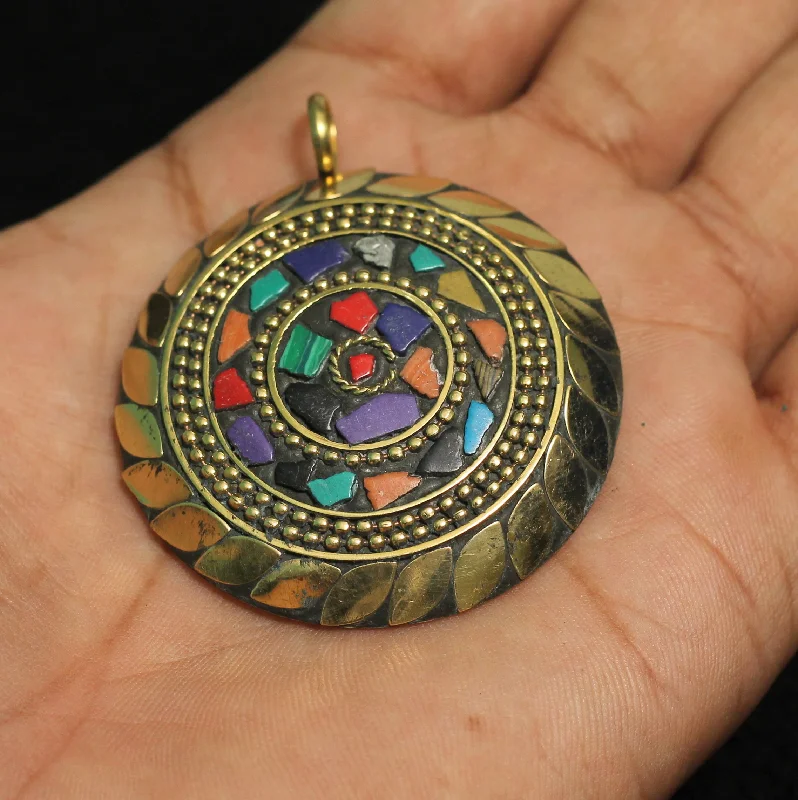 Limited-Stock Jewelry Sale – Once It's Gone, It's Gone 1 Pc Tibetan Pendant Round Shape Multicolor 2.25 Inch Limited-Stock Jewelry Sale – Once It's Gone, It's Gone 1 Pc Tibetan Pendant Round Shape Multicolor 2.25 Inch