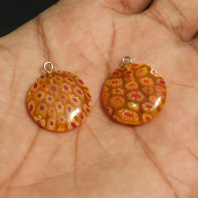 Limited-Time Offer On Elegant Jewelry Pieces 20 MM Millefiori Glass Coin pendant Orange Limited-Time Offer On Elegant Jewelry Pieces 20 MM Millefiori Glass Coin pendant Orange