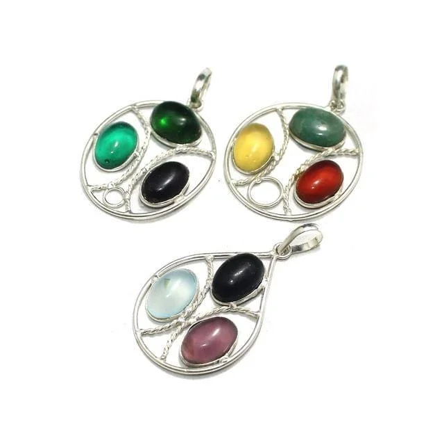 Trending Jewelry Styles Now At Limited-Time Discounts 3 Pcs Stone Pendants Combo Silver 1.5 inch Trending Jewelry Styles Now At Limited-Time Discounts 3 Pcs Stone Pendants Combo Silver 1.5 inch