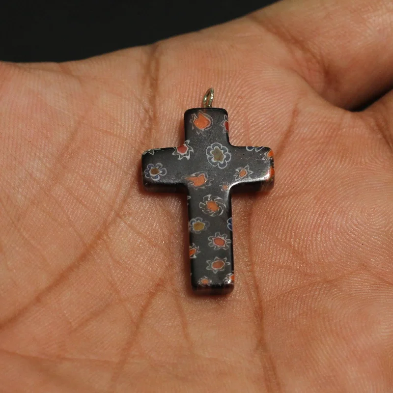 Grab Stylish Jewelry Before The Sale Ends 30x20 MM Millefiori Glass Cross Pendant Dark Purple Grab Stylish Jewelry Before The Sale Ends 30x20 MM Millefiori Glass Cross Pendant Dark Purple
