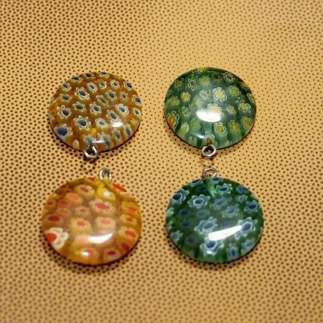 Shop Stylish Jewelry Now And Save Big 4 Pcs Millefiori Glass Coin Pendants MultiColor 20 mm Shop Stylish Jewelry Now And Save Big 4 Pcs Millefiori Glass Coin Pendants MultiColor 20 mm