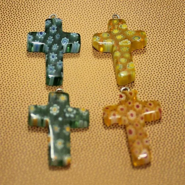 Fashion-Forward Jewelry At Incredible Prices 4 Pcs Millefiori Glass Cross Pendants MultiColor 28x20mm Fashion-Forward Jewelry At Incredible Prices 4 Pcs Millefiori Glass Cross Pendants MultiColor 28x20mm