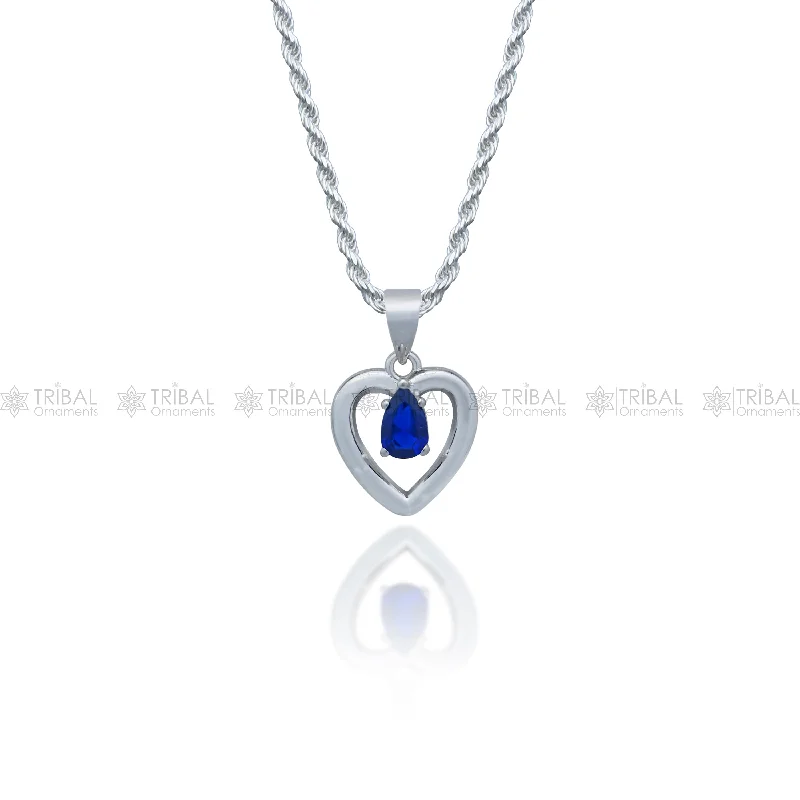 Buy More, Save More On Stunning Jewelry Pieces 925 Sterling silver blue diamond (sapphire) with heart shape pendant set nsp968