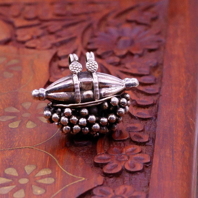 925 sterling silver handmade pendant locket vintage amulet design amulet pendant hanging bells tribal ethnic necklace jewelry nsp303