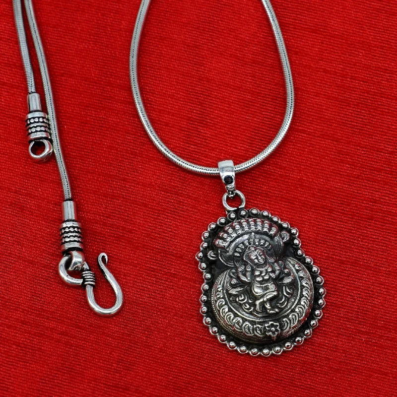 925 sterling silver Vintage antique design handmade God Krishna fabulous pendant tribal belly dance temple jewelry from india nsp426