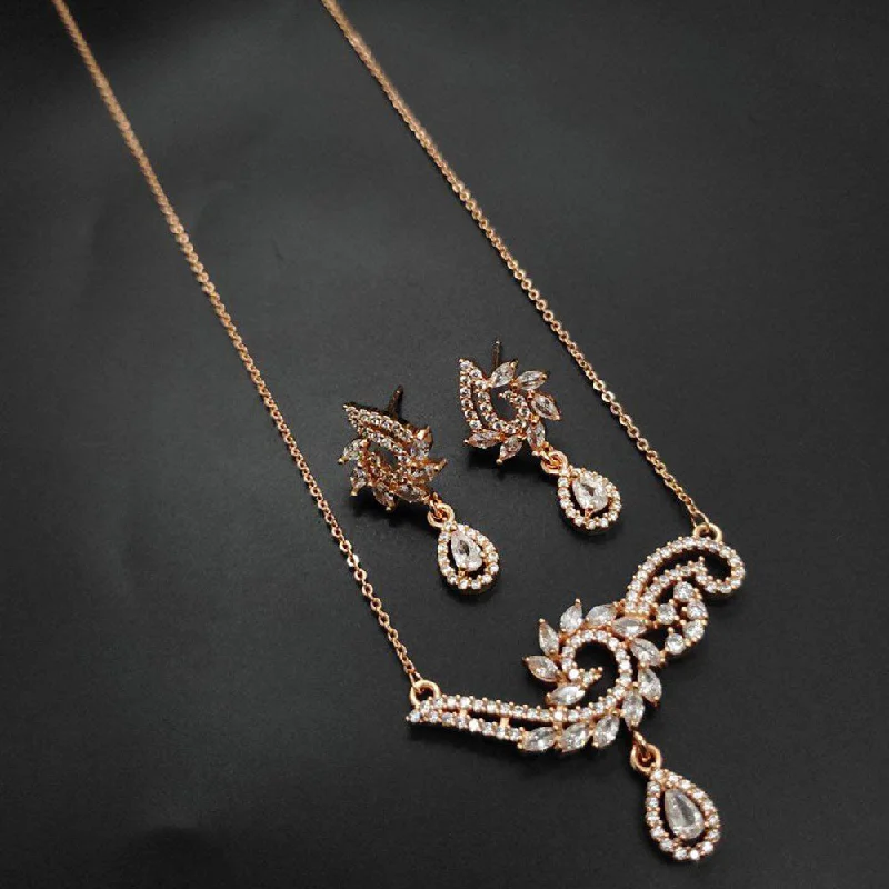 Gorgeous Jewelry, Limited-Time Savings Aamrapali Rose Gold Plated AD Pendant Set