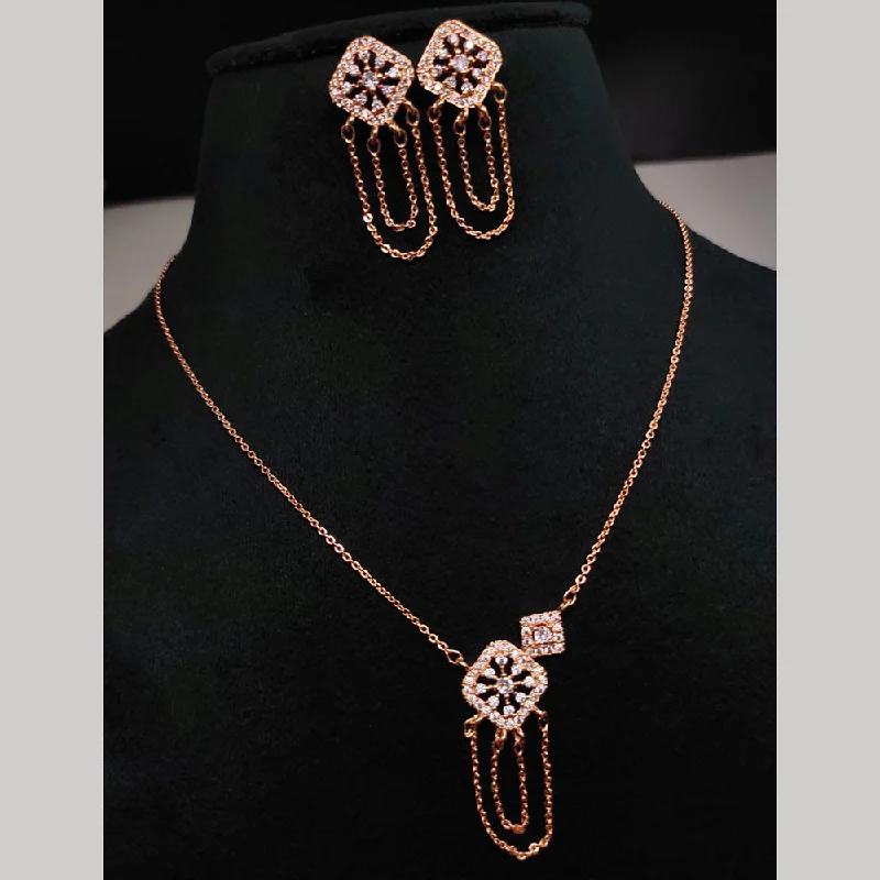 Grab Your Favorite Jewelry At The Lowest Prices Aamrapali Rose Gold Plated AD Pendant Set Grab Your Favorite Jewelry At The Lowest Prices Aamrapali Rose Gold Plated AD Pendant Set