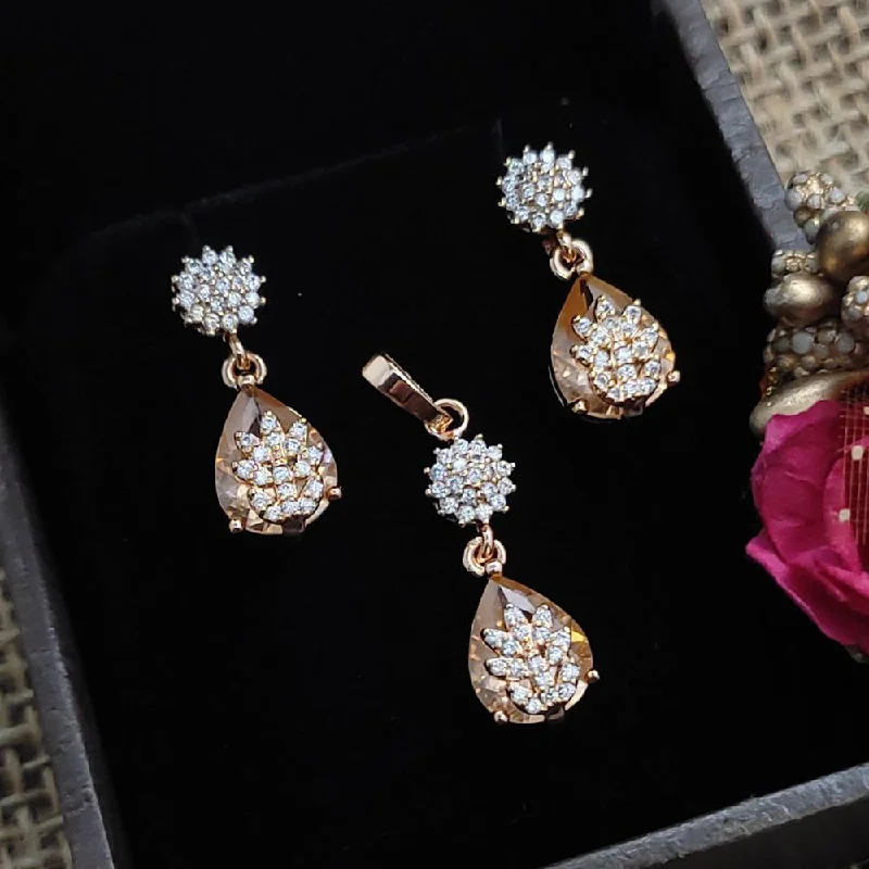 Premium Jewelry Now Available At Special Discounts Aamrapali Rose Gold Plated AD Pendant Set Premium Jewelry Now Available At Special Discounts Aamrapali Rose Gold Plated AD Pendant Set