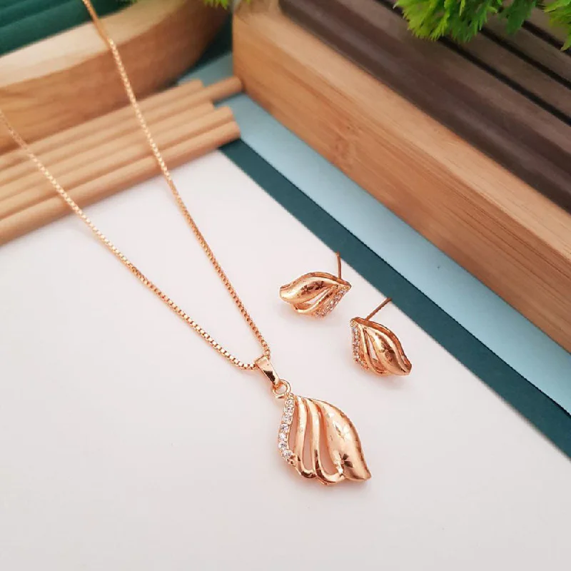 Big Discounts On Elegant Jewelry Collections Aamrapali Rose Gold Plated Austrian Stone Pendant Set Big Discounts On Elegant Jewelry Collections Aamrapali Rose Gold Plated Austrian Stone Pendant Set
