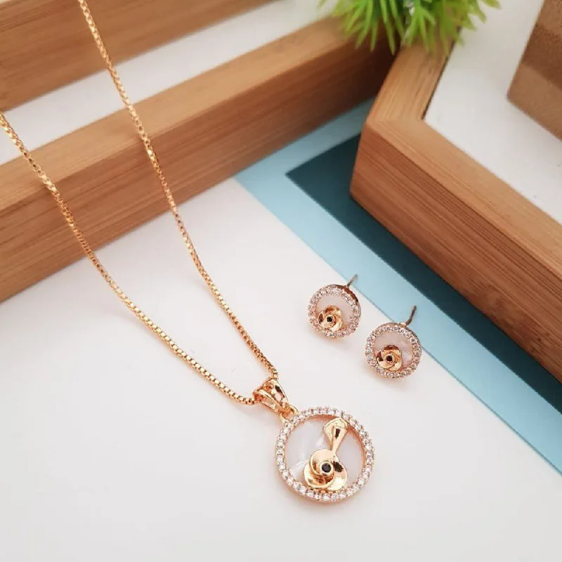 Your Dream Jewelry At Dream Prices Aamrapali Rose Gold Plated Austrian Stone Pendant Set
