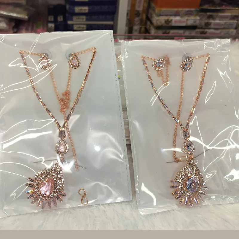 Stunning Jewelry Pieces At The Lowest Prices Ever Abhinandan Rose Gold Plated Chain Pendant Set Stunning Jewelry Pieces At The Lowest Prices Ever Abhinandan Rose Gold Plated Chain Pendant Set