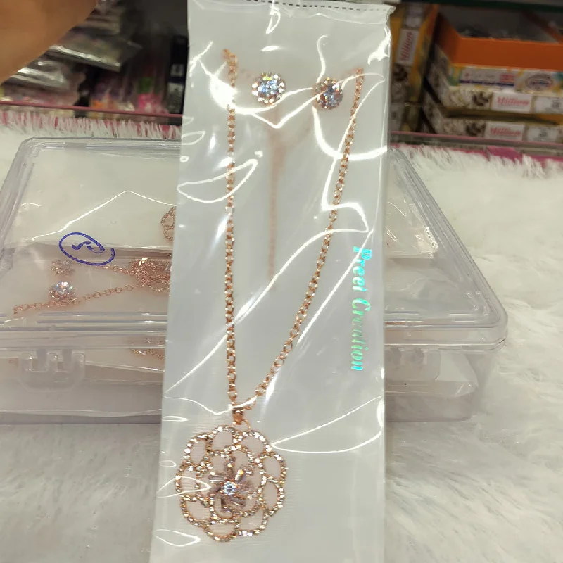 Elegant Necklaces And Bracelets At Limited-Time Offers Abhinandan Rose Gold Plated Chain Pendant Set Elegant Necklaces And Bracelets At Limited-Time Offers Abhinandan Rose Gold Plated Chain Pendant Set