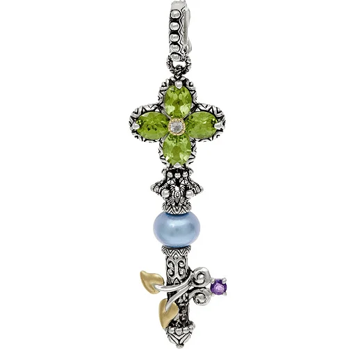 Special Offers On Handcrafted And Designer Jewelry Key Enhancer- Peridot, Blue Pearl & Amethyst