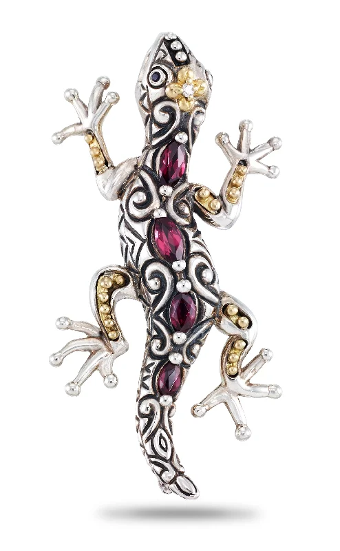 Buy More, Save More On Stunning Jewelry Pieces Gecko Station Pendant - Diamond & Pink Garnet