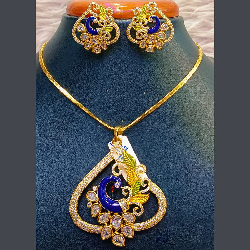 Must-Have Jewelry Pieces At Reduced Prices Jain Jewellers Gold Plated AD Stone And Meenakari Chain Pendant Set Must-Have Jewelry Pieces At Reduced Prices Jain Jewellers Gold Plated AD Stone And Meenakari Chain Pendant Set