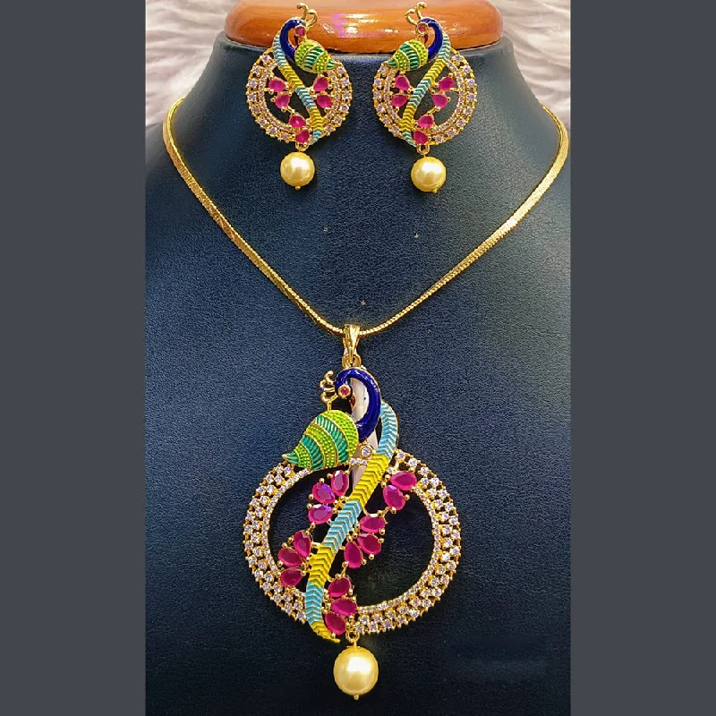 Your Dream Jewelry At Dream Prices Jain Jewellers Gold Plated AD Stone And Meenakari Chain Pendant Set Your Dream Jewelry At Dream Prices Jain Jewellers Gold Plated AD Stone And Meenakari Chain Pendant Set