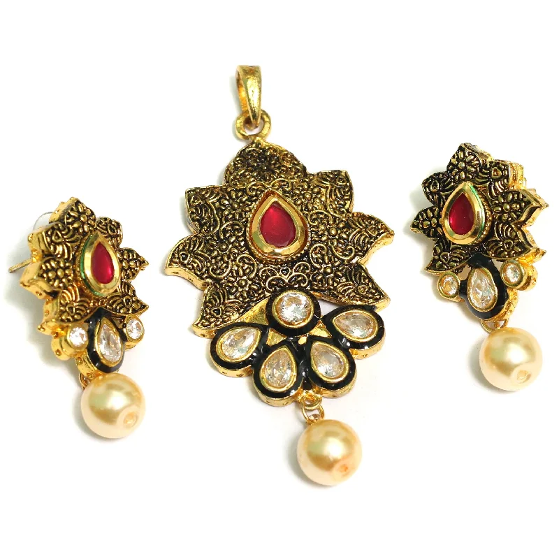 Sparkle More For Less – Jewelry Sale Happening Now Kundan Pendant With Earring Set
