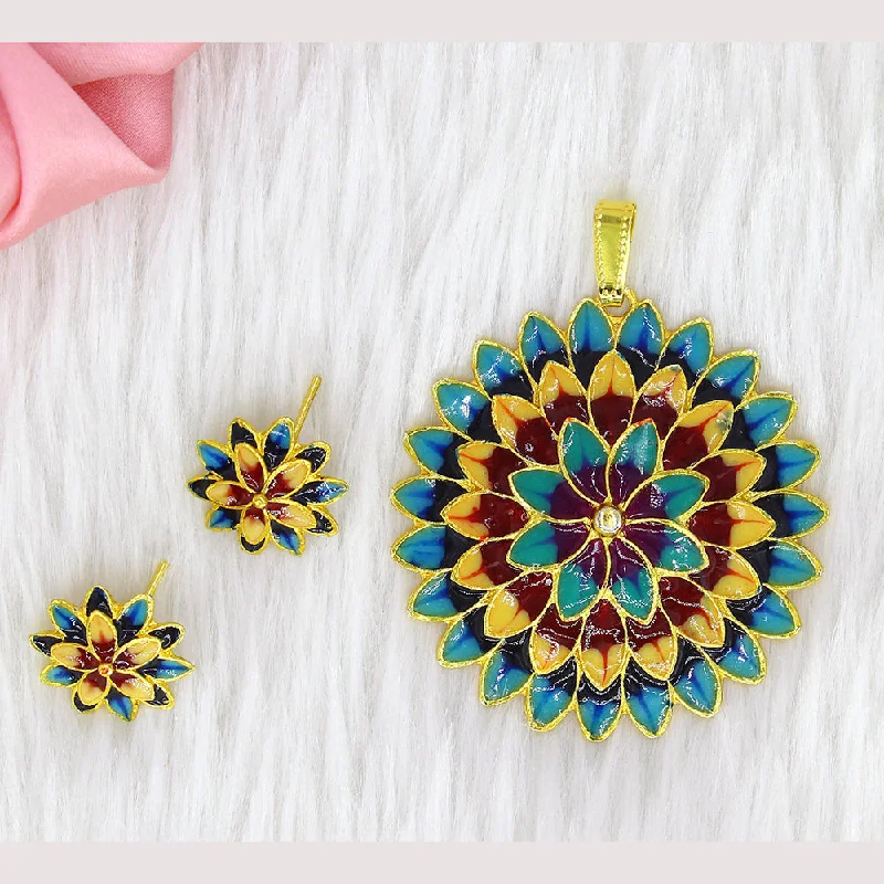 Buy More, Save More On Stunning Jewelry Pieces Mahavir Gold Plated Meenakari Pendant Set