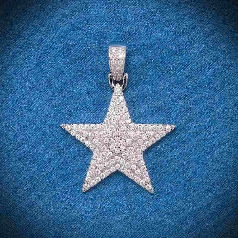 Moissanite Star Pendant 14K Gold