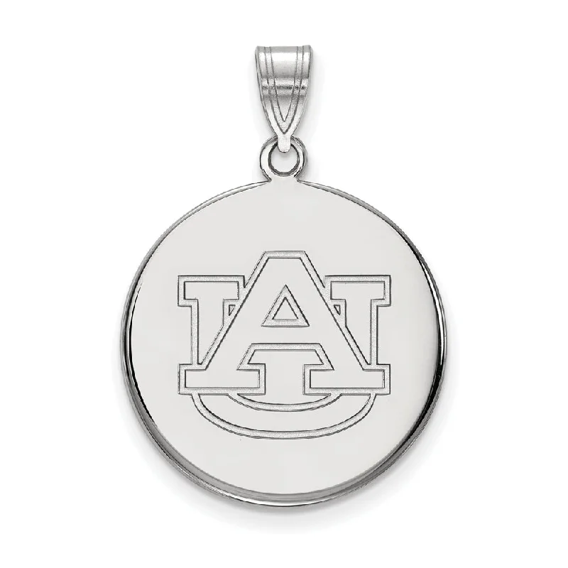 10k White Gold Auburn U Large Disc Pendant