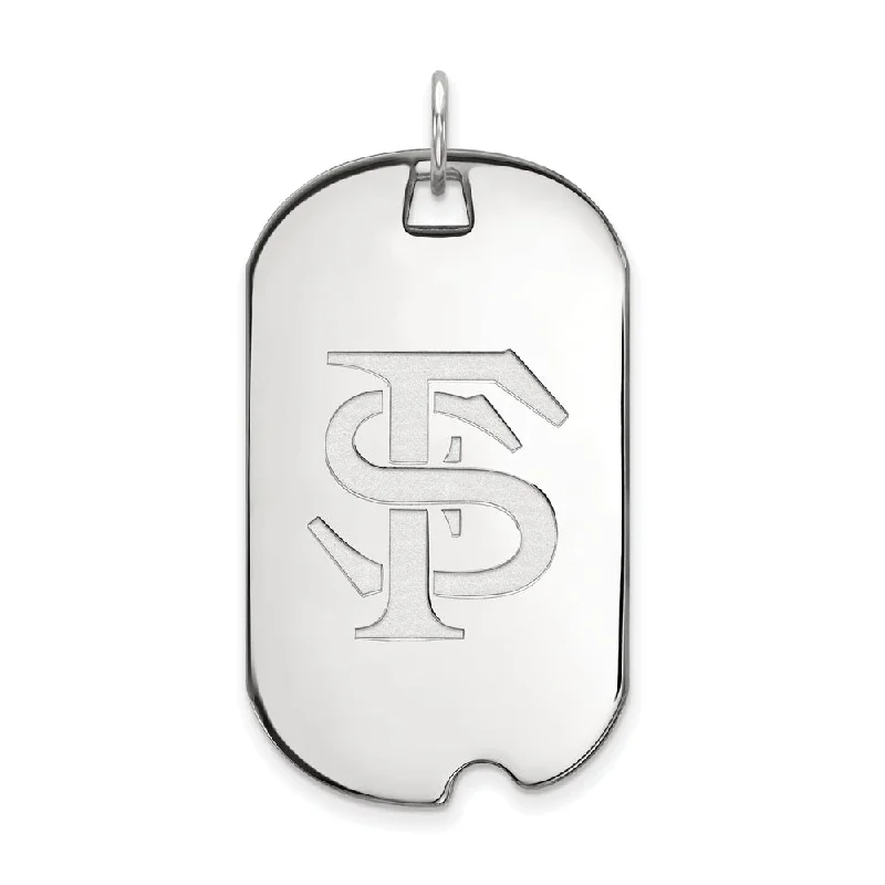 10k White Gold Florida State Large Dog Tag Pendant