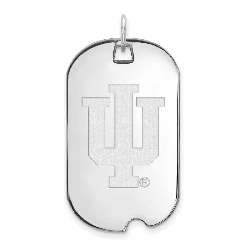 10k White Gold Indiana U Large Dog Tag Pendant